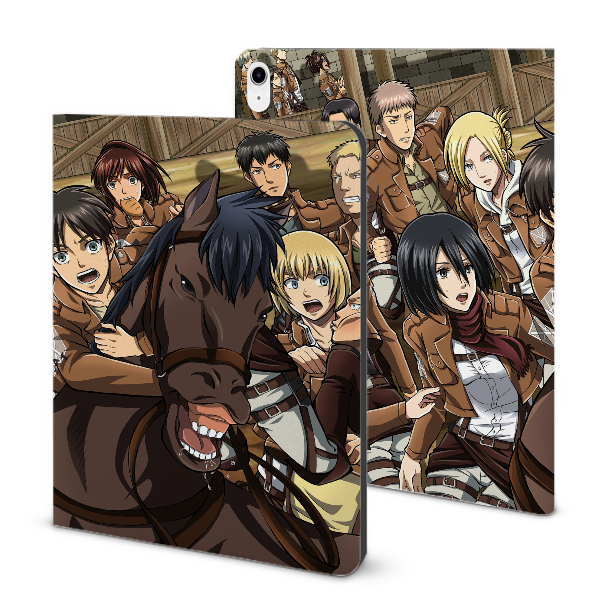 （画像用） 進撃の巨人 Attack on Titan IPad ケース ブック型 PUレザー TPU 耐衝撃 軽量 薄型 ペン収納なし 全面保護 IPad 各モデル対応